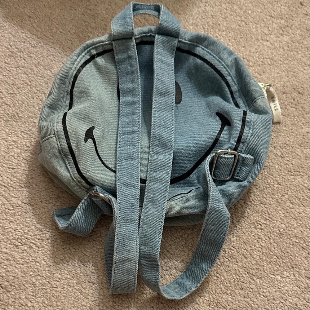 Zara Baby Smiley Face Denim Backpack - Yellow and Gray - Picture 4 of 8